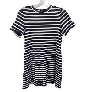 Kate Spade Womens Striped Dress Zip 100% Cotton Mini Black White Size XS